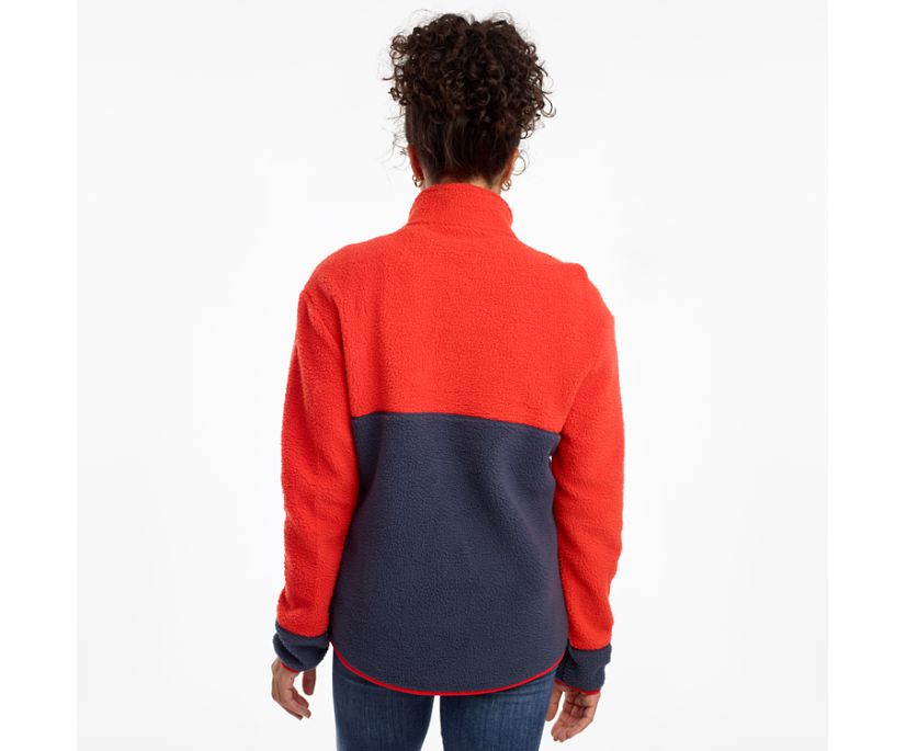 Saucony Fireside Fleece Anorak Women's Jackets Navy / Red | Canada 339QMAZ